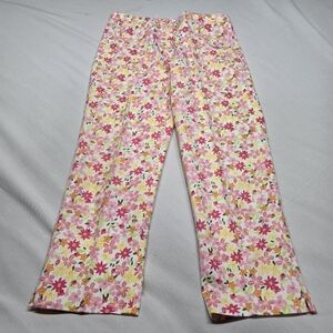 Lilly Pulitzer Floral Pink & Orange Flowers Cropped Pants Y2K